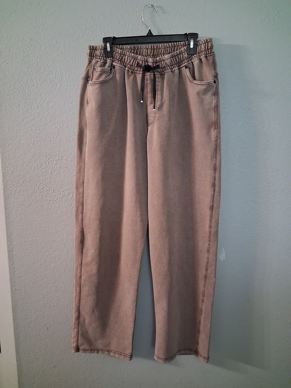 Zara Taupe Drawstring Wide-Leg Pants